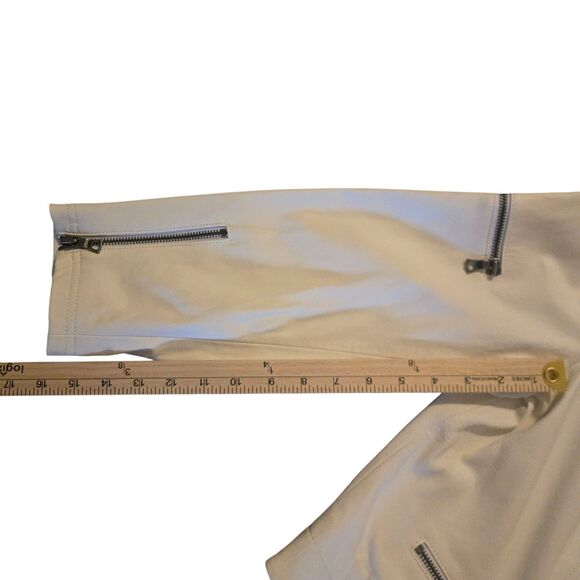 Alice + Olivia Large Lamb Leather Jacket Cream Snow Old Money Quiet Luxury - Picture 7 of 10